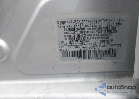 2015 Nissan Sentra S z USA, uszkodzony, nr VIN 3N1AB7AP7FY325667